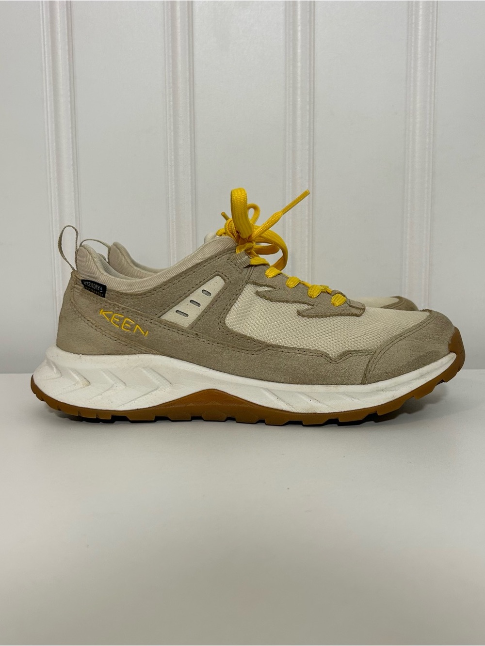 Keen hightrail waterproof hiking beige cream tan yellow lace boots kids 5